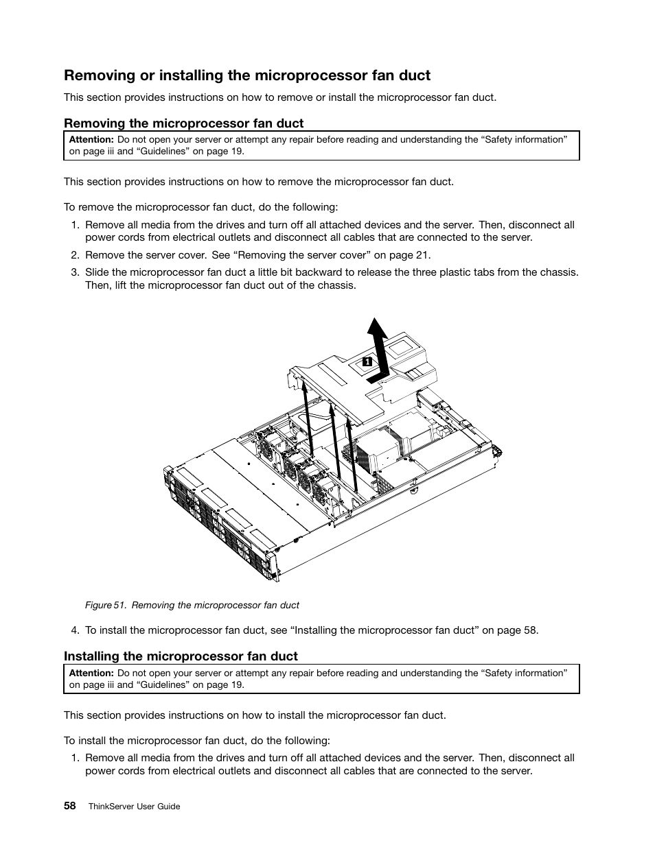 Removing or installing the microprocessor fan duct | Lenovo 1047 User Manual | Page 70 / 140