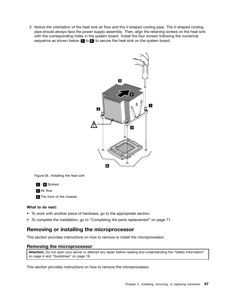 Removing or installing the microprocessor, Removing the microprocessor | Lenovo 1047 User Manual | Page 79 / 140