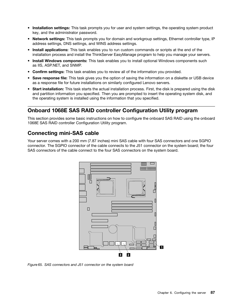 Connecting mini-sas cable | Lenovo 1047 User Manual | Page 99 / 140