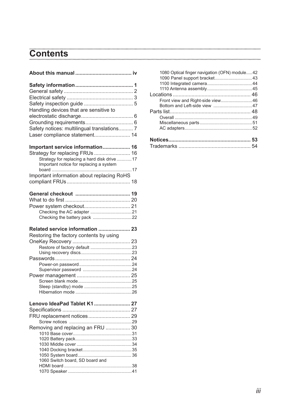 Lenovo IDEAPAD K1 User Manual | Page 3 / 58