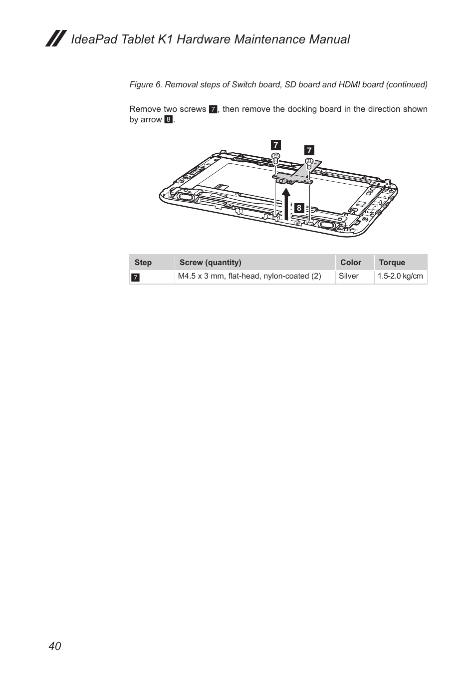 Ideapad tablet k1 hardware maintenance manual | Lenovo IDEAPAD K1 User Manual | Page 44 / 58
