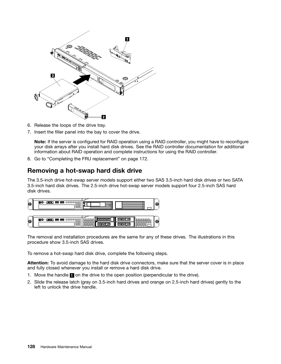 Removing a hot-swap hard disk drive | Lenovo 6532 User Manual | Page 136 / 240