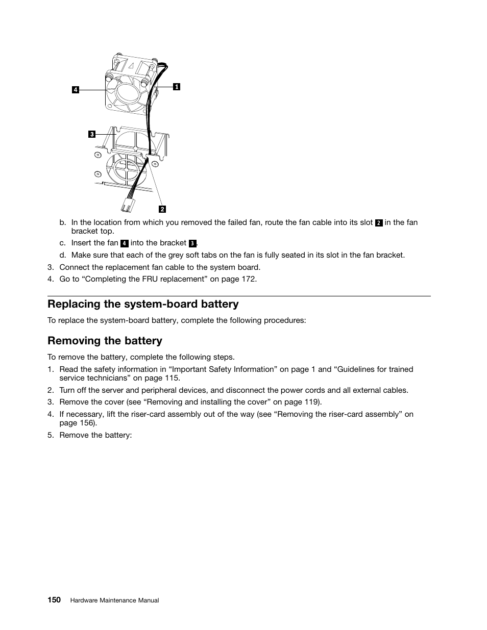 Replacing the system-board battery, Removing the battery | Lenovo 6532 User Manual | Page 158 / 240