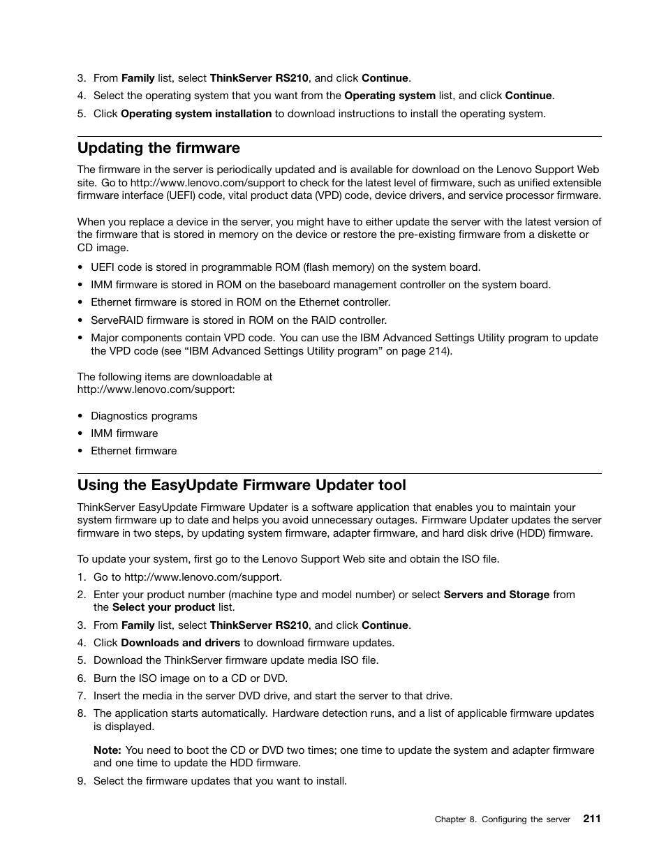 Updating the firmware, Using the easyupdate firmware updater tool | Lenovo 6532 User Manual | Page 219 / 240