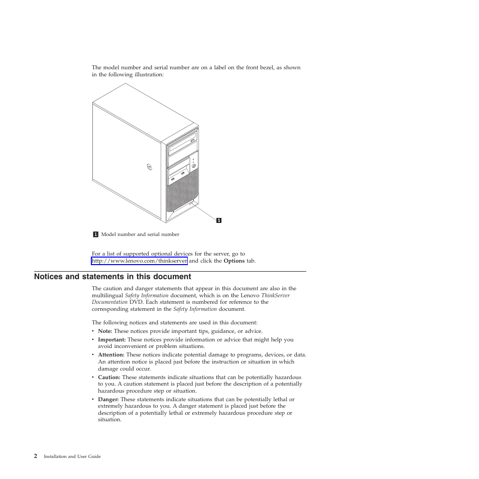 Notices and statements in this document | Lenovo TS200V User Manual | Page 18 / 96