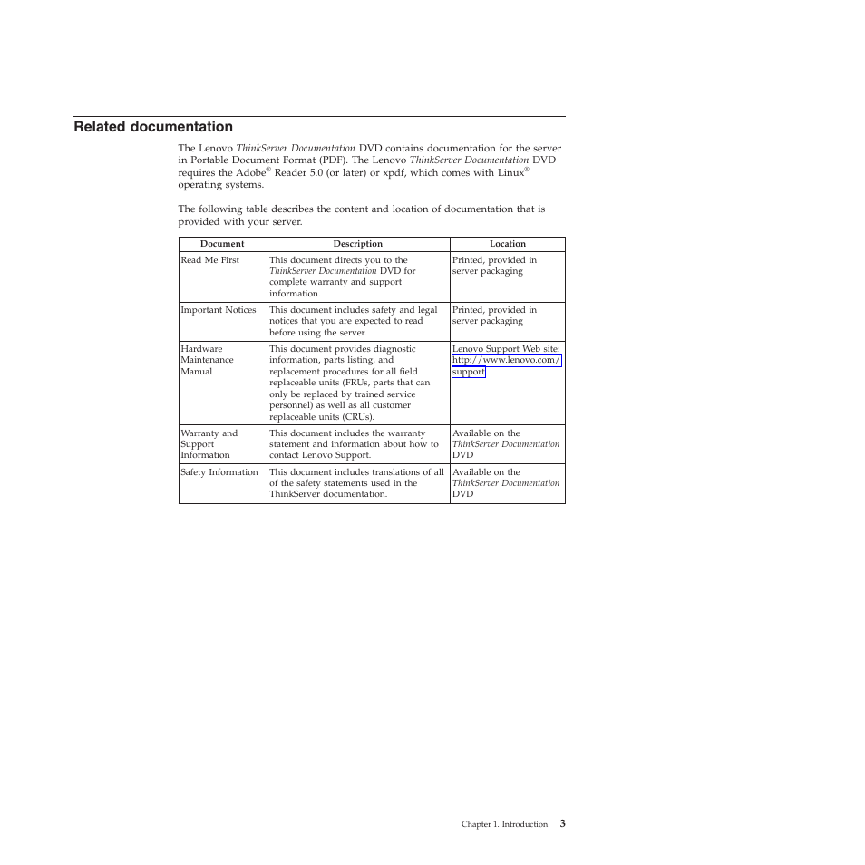 Related documentation | Lenovo TS200V User Manual | Page 19 / 96