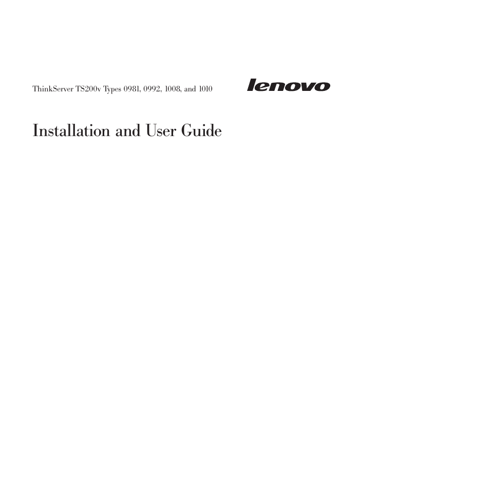 Installation and user guide | Lenovo TS200V User Manual | Page 3 / 96