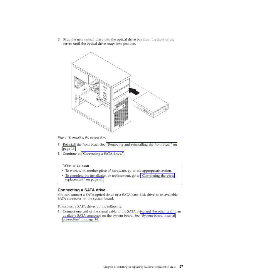 Connecting a sata drive | Lenovo TS200V User Manual | Page 43 / 96