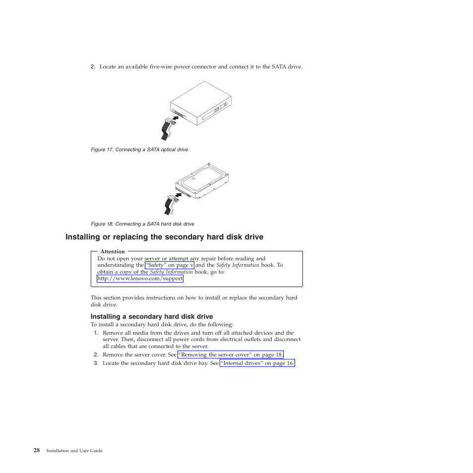 Installing a secondary hard disk drive | Lenovo TS200V User Manual | Page 44 / 96