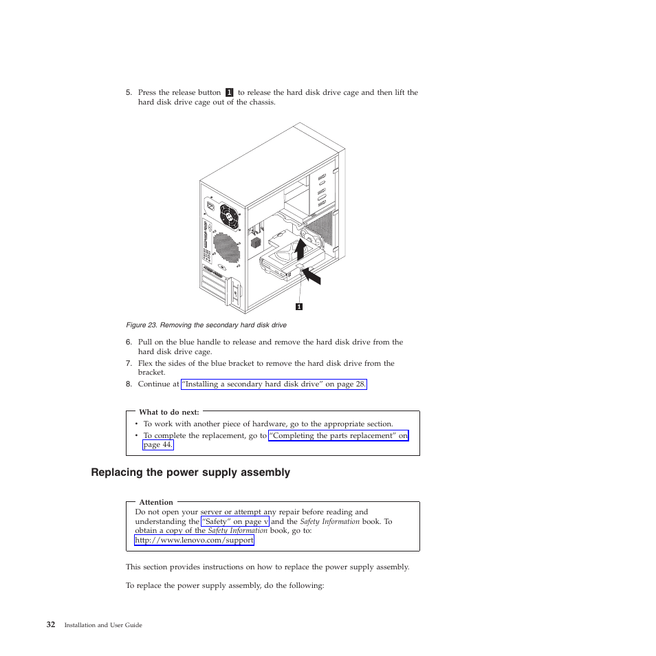 Replacing the power supply assembly | Lenovo TS200V User Manual | Page 48 / 96