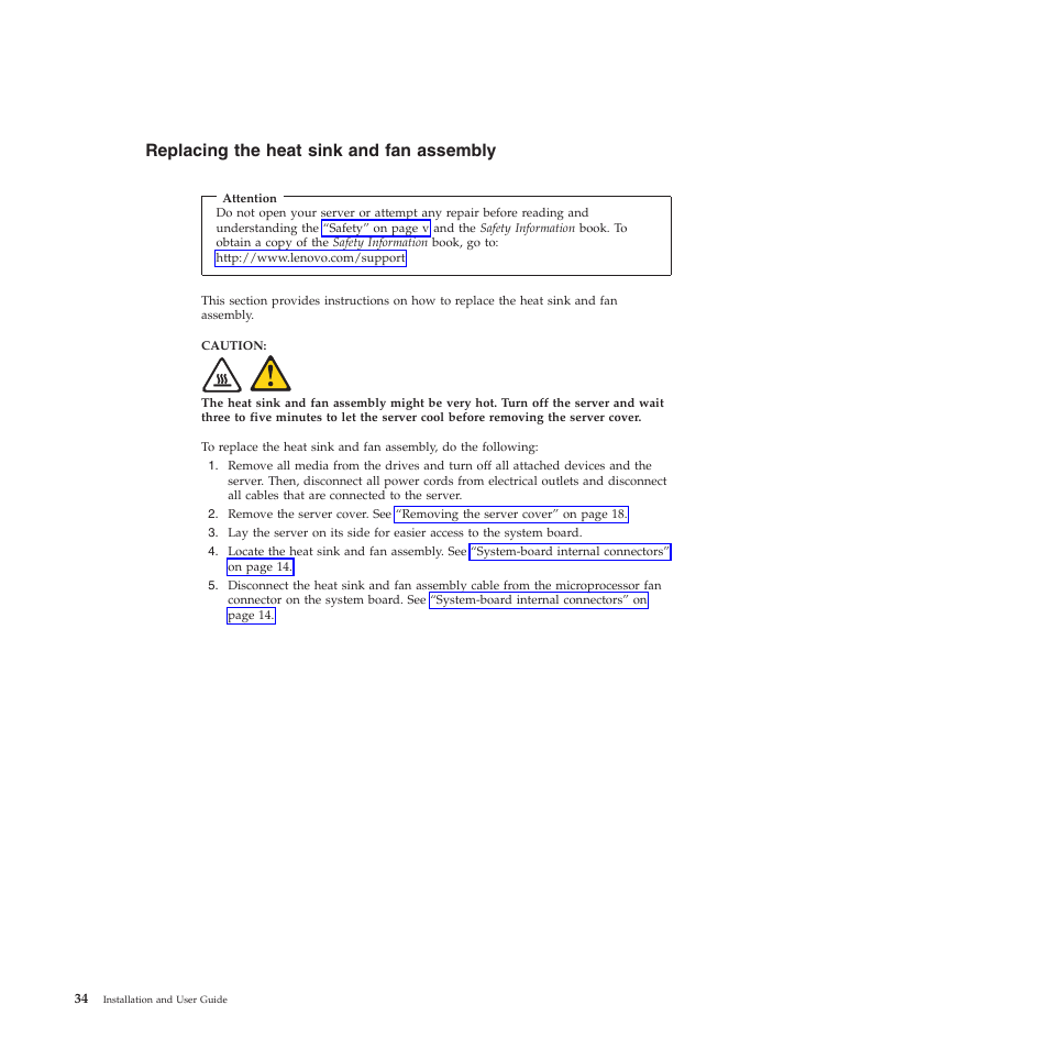 Replacing the heat sink and fan assembly | Lenovo TS200V User Manual | Page 50 / 96