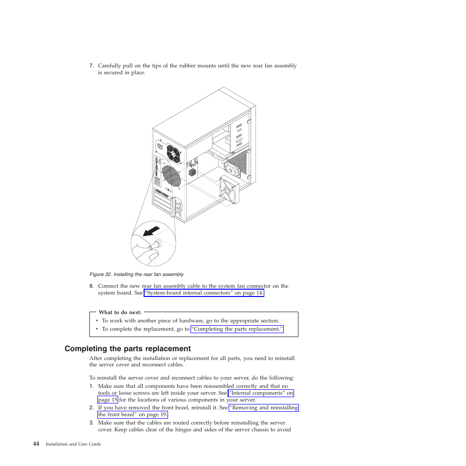 Completing the parts replacement | Lenovo TS200V User Manual | Page 60 / 96