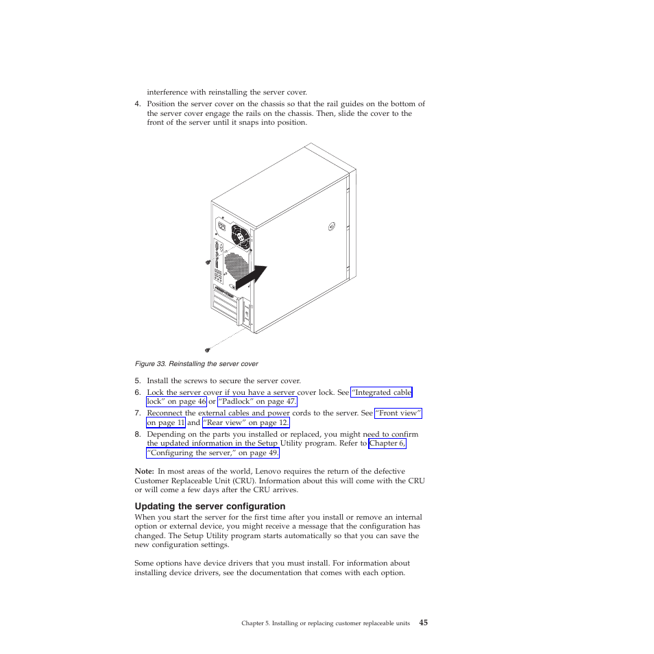 Updating the server configuration | Lenovo TS200V User Manual | Page 61 / 96