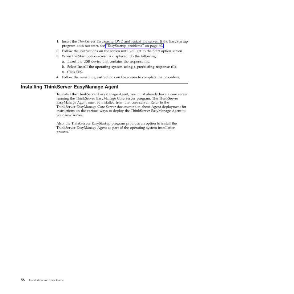 Installing thinkserver easymanage agent | Lenovo TS200V User Manual | Page 74 / 96