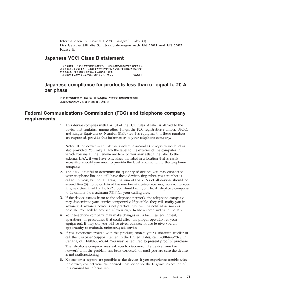 Japanese vcci class b statement | Lenovo TS200V User Manual | Page 87 / 96