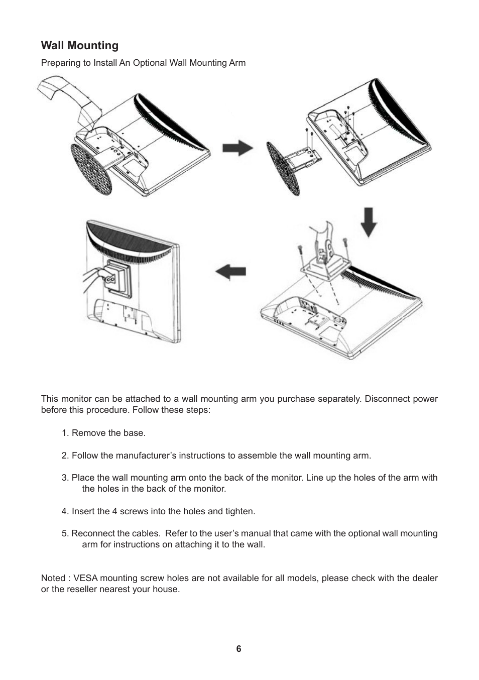 Wall mounting | Lenovo D1960 User Manual | Page 8 / 21