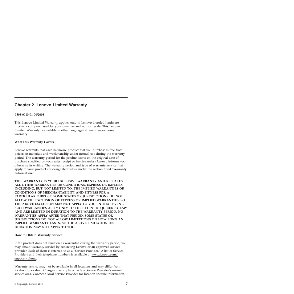 Chapter 2. lenovo limited warranty | Lenovo 1039 User Manual | Page 13 / 26