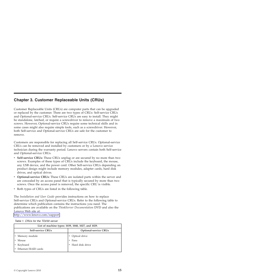 Chapter 3. customer replaceable units (crus) | Lenovo 1039 User Manual | Page 21 / 26