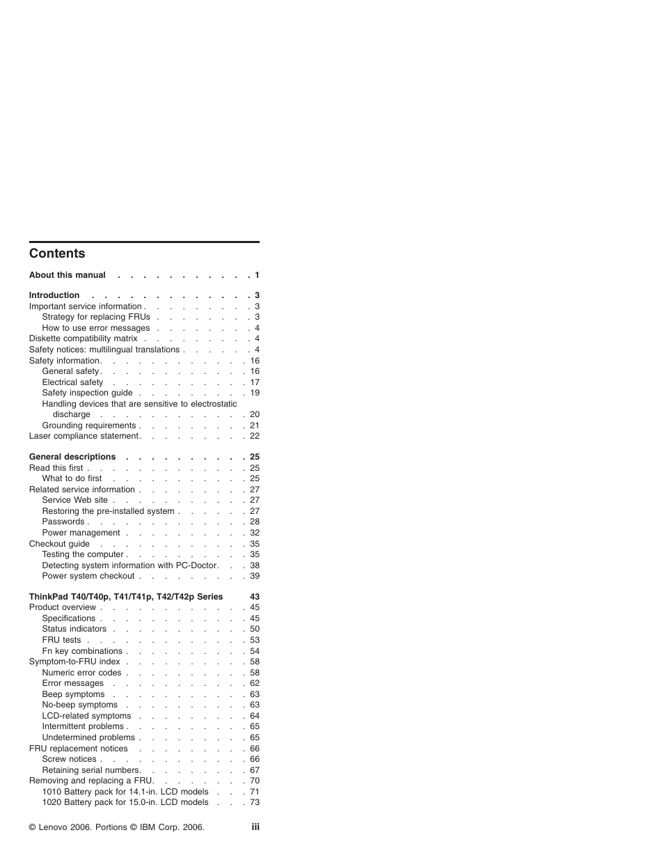 Lenovo THINKPAD T41/T41P User Manual | Page 3 / 260