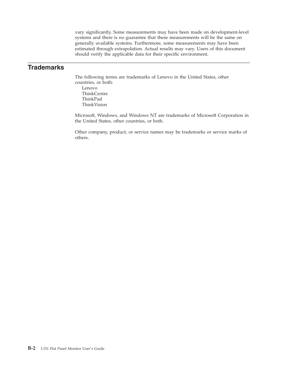 Trademarks | Lenovo L151 User Manual | Page 29 / 29