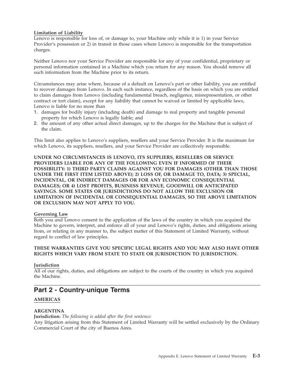 Part 2 - country-unique terms, Part, Country-unique | Terms | Lenovo M500 User Manual | Page 63 / 86