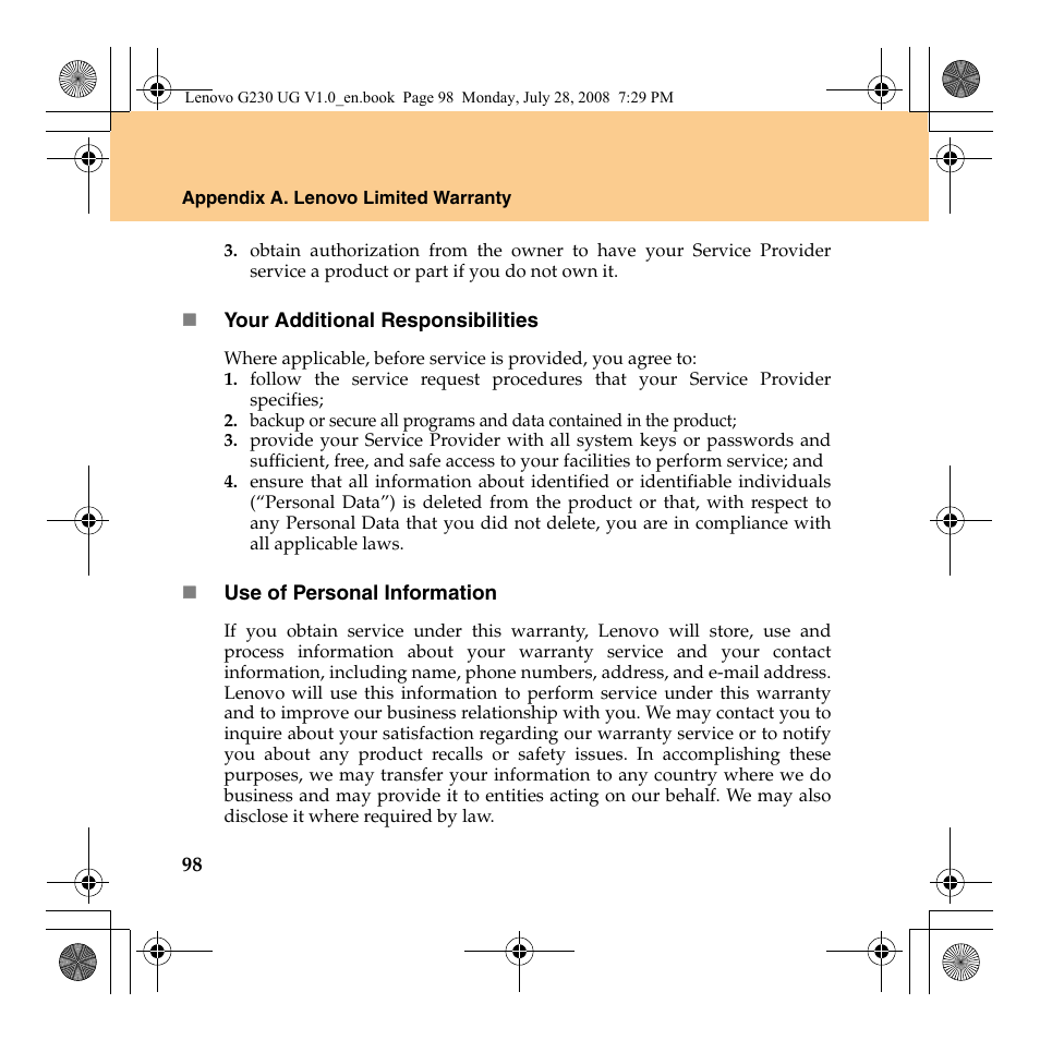 Lenovo 3000 G230 User Manual | Page 106 / 140