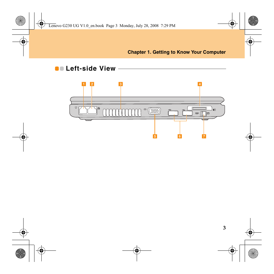 Left-side view | Lenovo 3000 G230 User Manual | Page 11 / 140