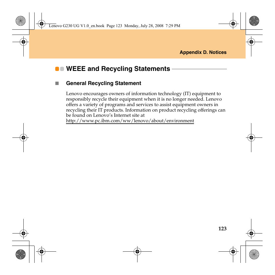 Weee and recycling statements | Lenovo 3000 G230 User Manual | Page 131 / 140