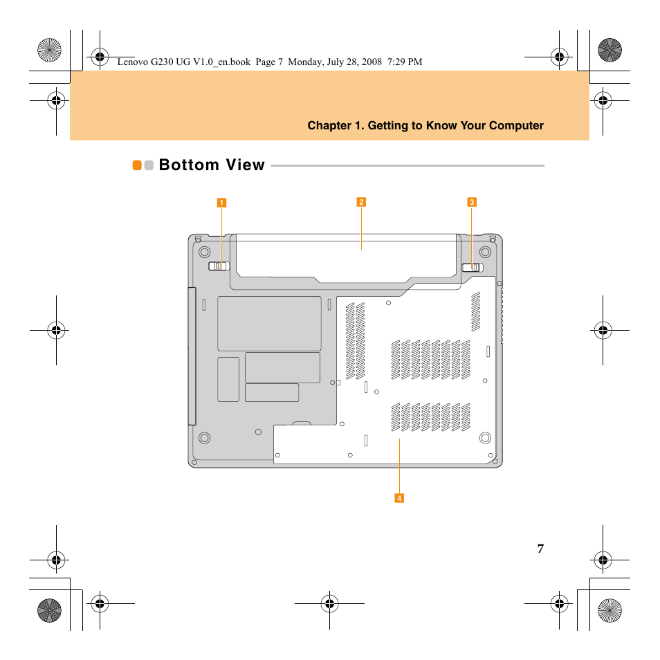 Bottom view | Lenovo 3000 G230 User Manual | Page 15 / 140