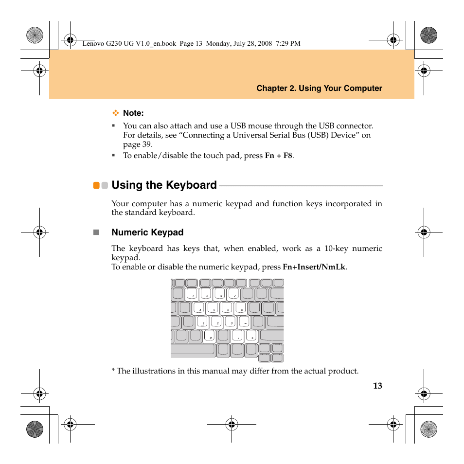 Using the keyboard | Lenovo 3000 G230 User Manual | Page 21 / 140