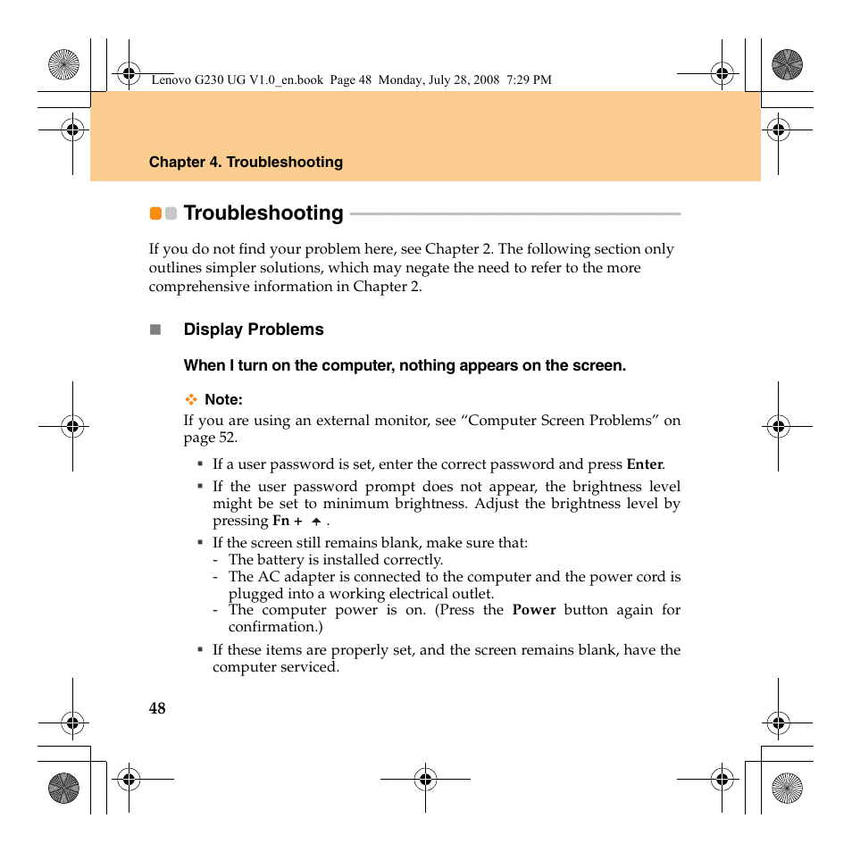 Troubleshooting | Lenovo 3000 G230 User Manual | Page 56 / 140