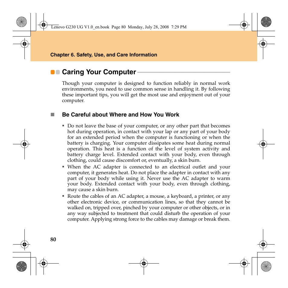 Caring your computer | Lenovo 3000 G230 User Manual | Page 88 / 140