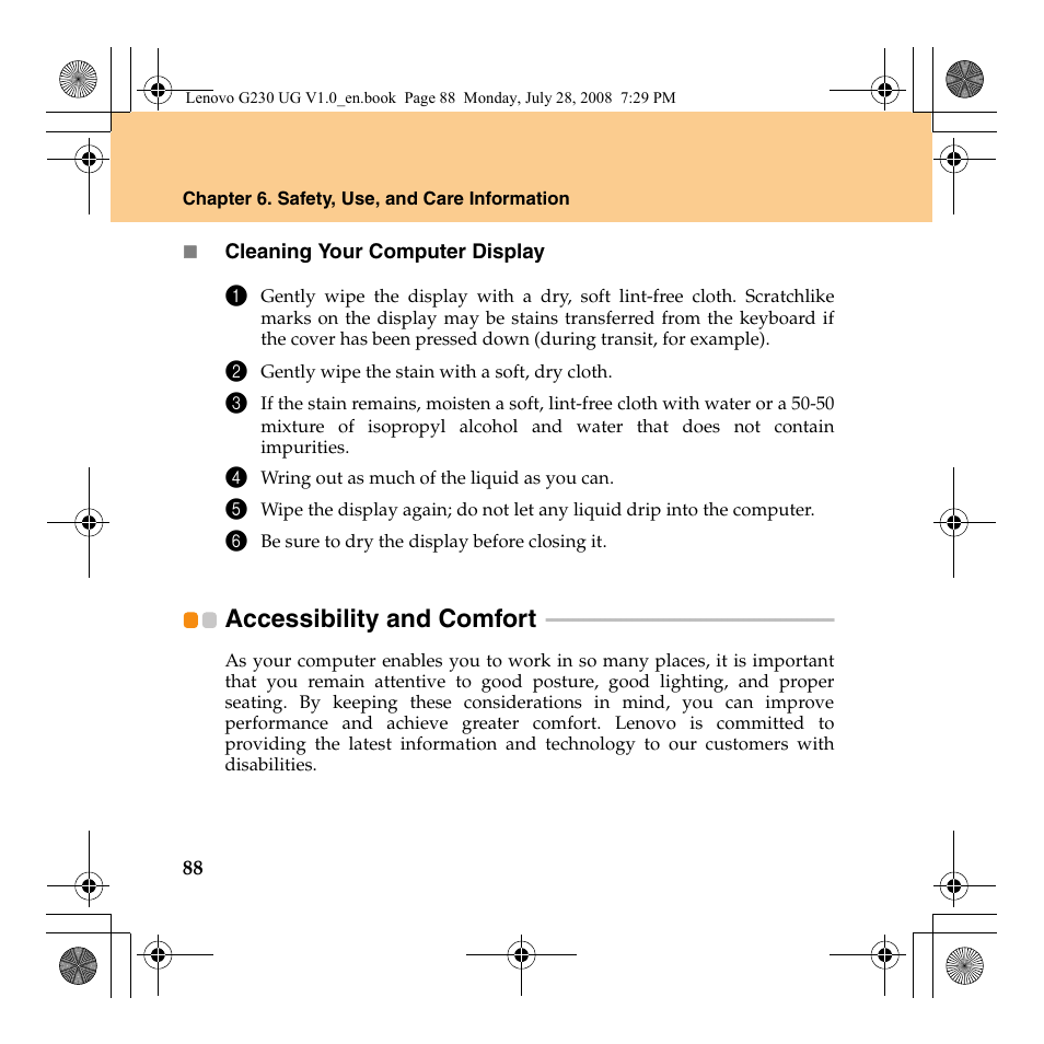 Accessibility and comfort | Lenovo 3000 G230 User Manual | Page 96 / 140