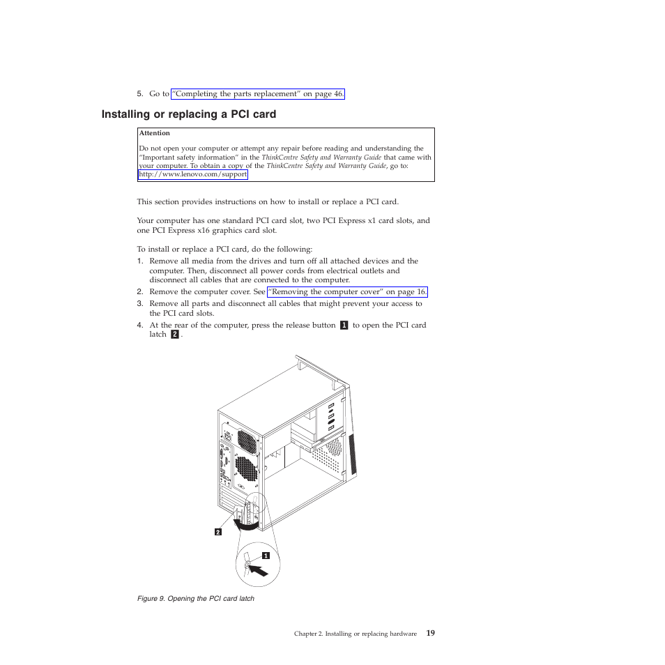 Installing or replacing a pci card | Lenovo 5393 User Manual | Page 27 / 94