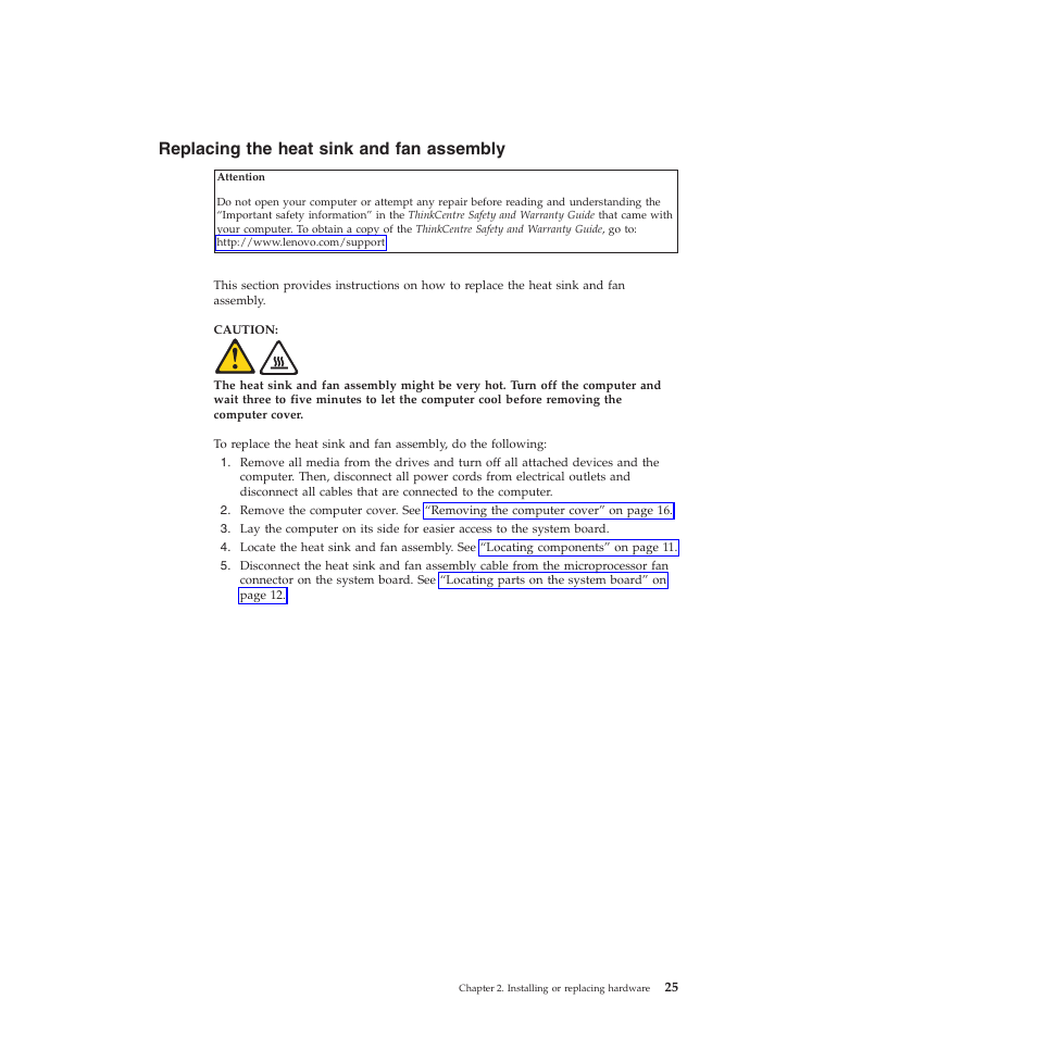 Replacing the heat sink and fan assembly | Lenovo 5393 User Manual | Page 33 / 94