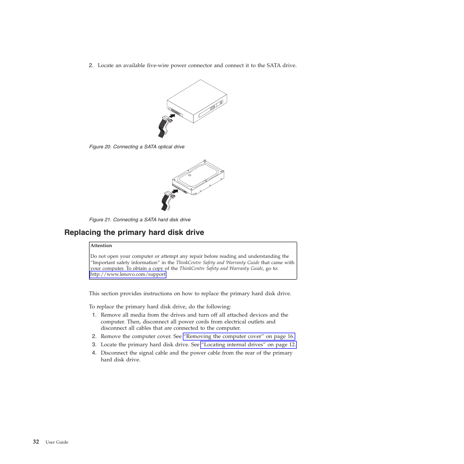 Replacing the primary hard disk drive | Lenovo 5393 User Manual | Page 40 / 94