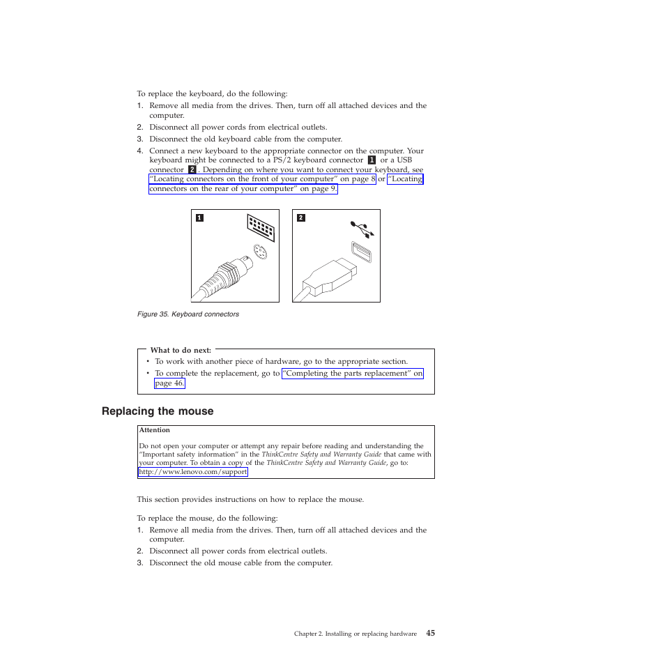 Replacing the mouse | Lenovo 5393 User Manual | Page 53 / 94