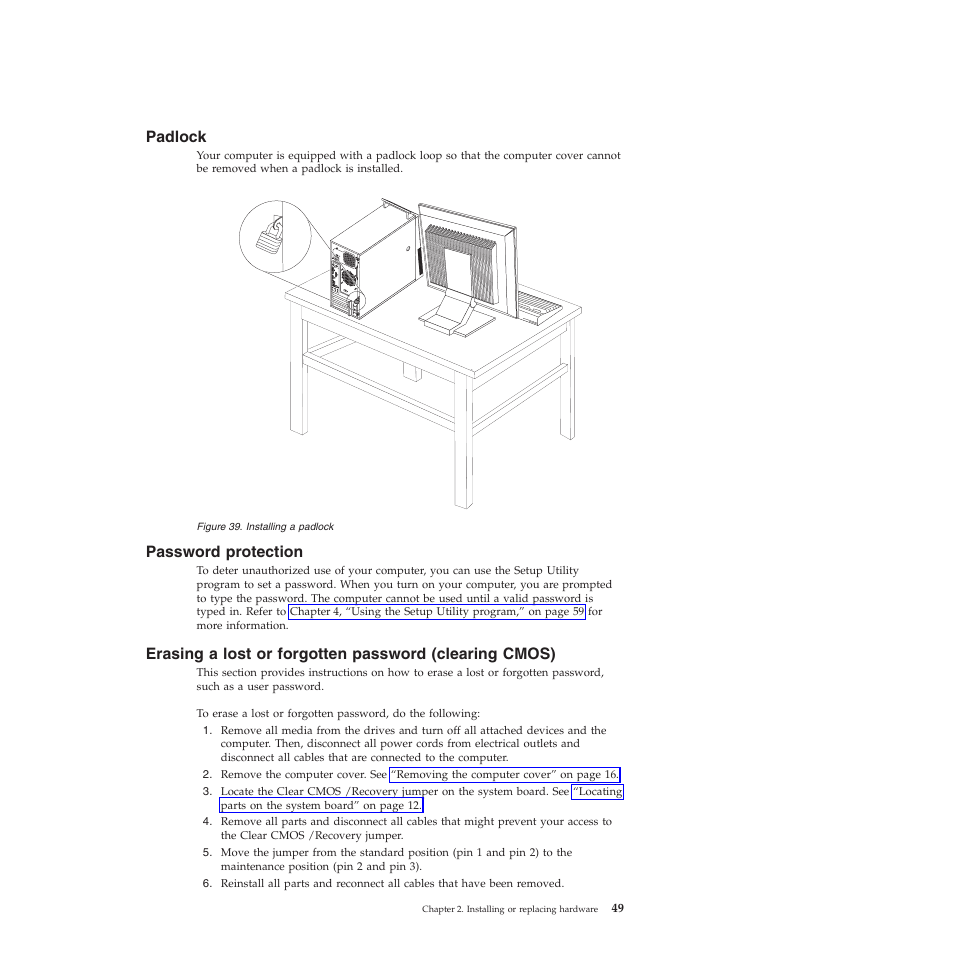 Padlock, Password protection | Lenovo 5393 User Manual | Page 57 / 94