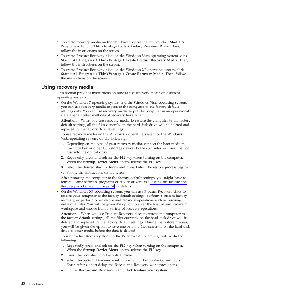 Using recovery media | Lenovo 5393 User Manual | Page 60 / 94