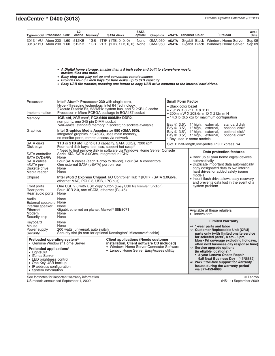 Lenovo IdeaCentre 3013-1AU User Manual | 1 page