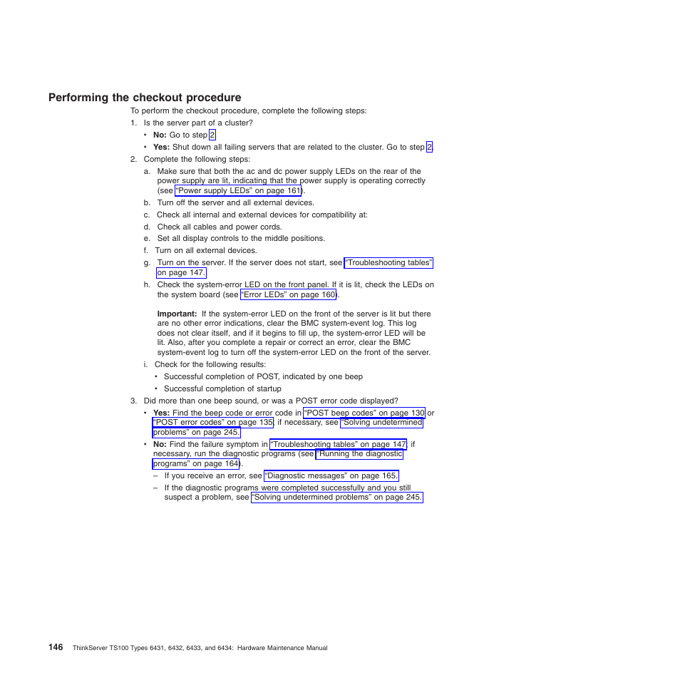 Performing the checkout procedure | Lenovo TS100 User Manual | Page 164 / 284