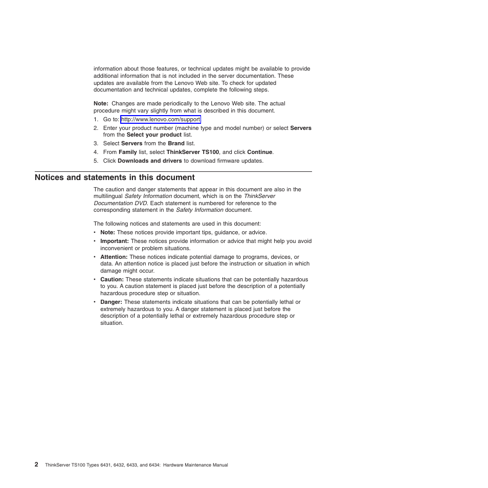 Notices and statements in this document | Lenovo TS100 User Manual | Page 20 / 284