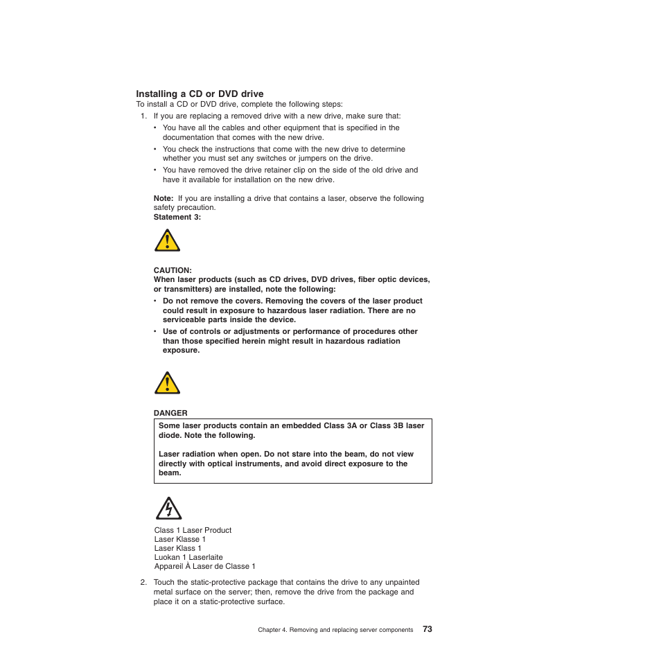 Installing a cd or dvd drive | Lenovo TS100 User Manual | Page 91 / 284