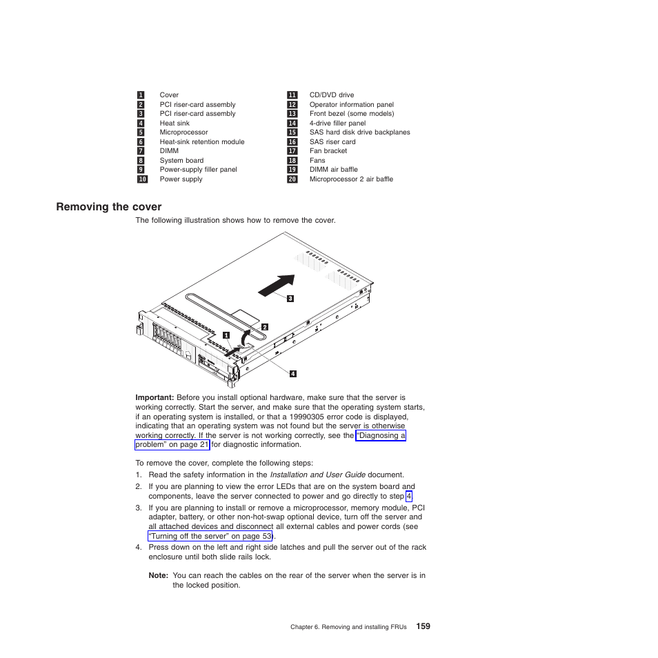 Removing the cover | Lenovo THINKSERVER 3797 User Manual | Page 167 / 266