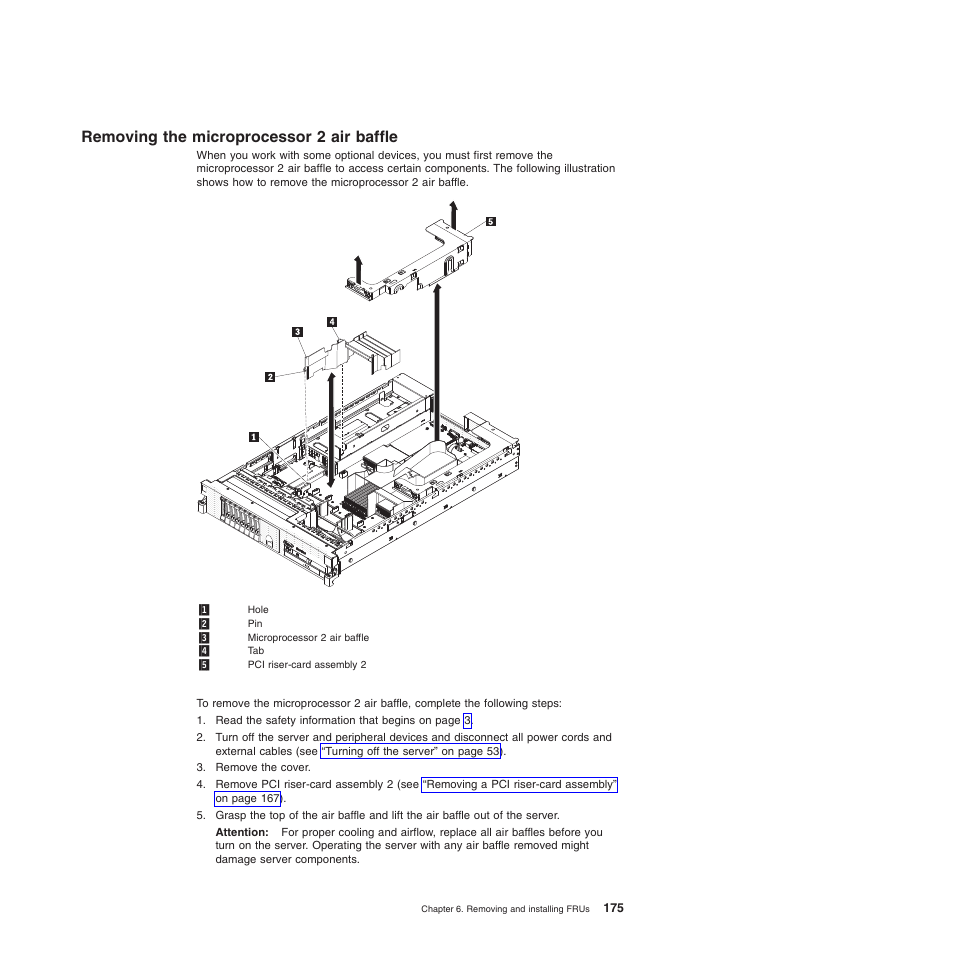 Removing the microprocessor 2 air baffle | Lenovo THINKSERVER 3797 User Manual | Page 183 / 266