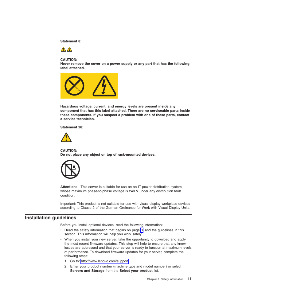 Installation guidelines | Lenovo THINKSERVER 3797 User Manual | Page 19 / 266