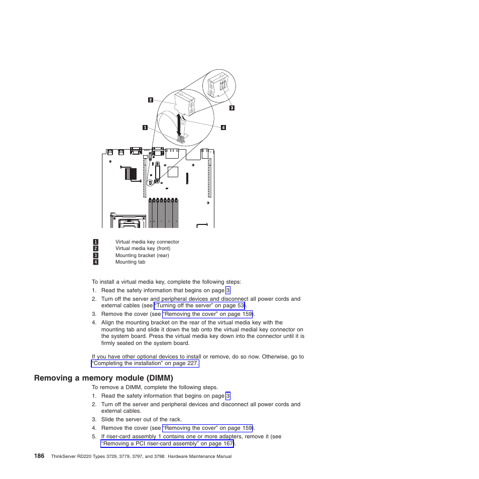 Removing a memory module (dimm), Removing a | Lenovo THINKSERVER 3797 User Manual | Page 194 / 266