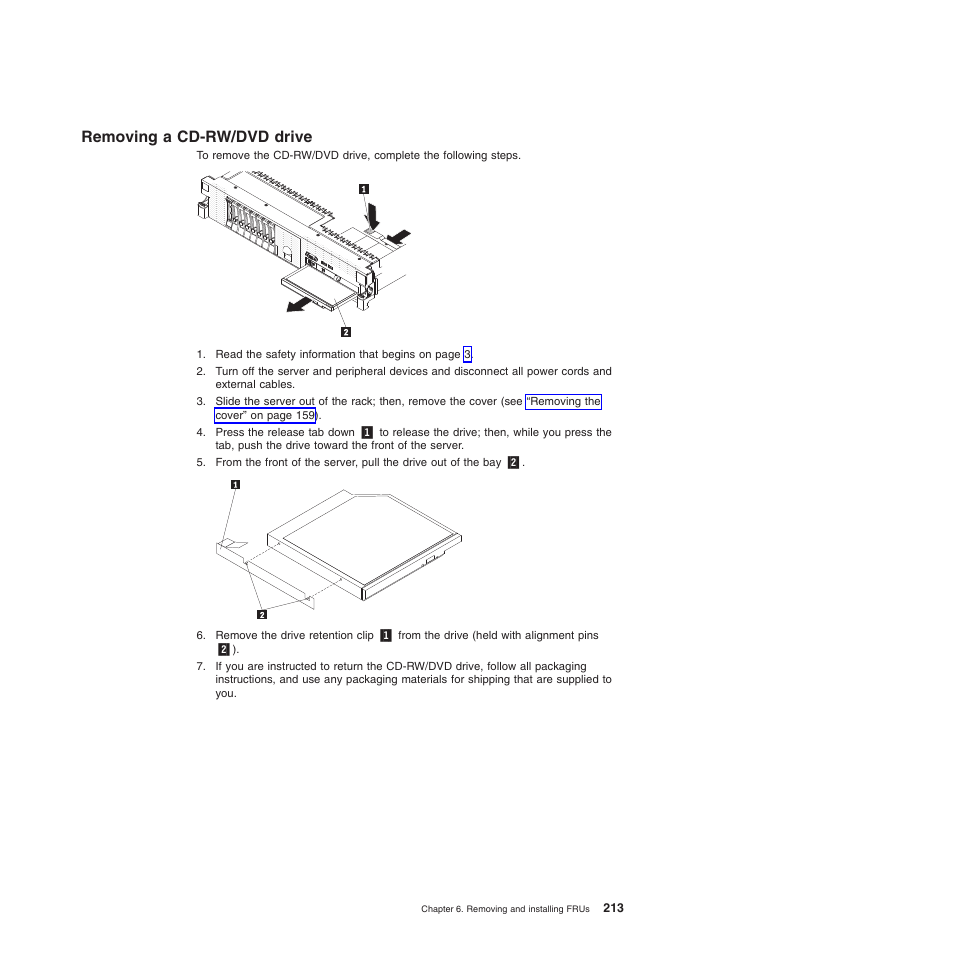 Removing a cd-rw/dvd drive | Lenovo THINKSERVER 3797 User Manual | Page 221 / 266