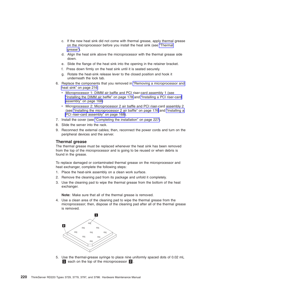 Thermal grease | Lenovo THINKSERVER 3797 User Manual | Page 228 / 266