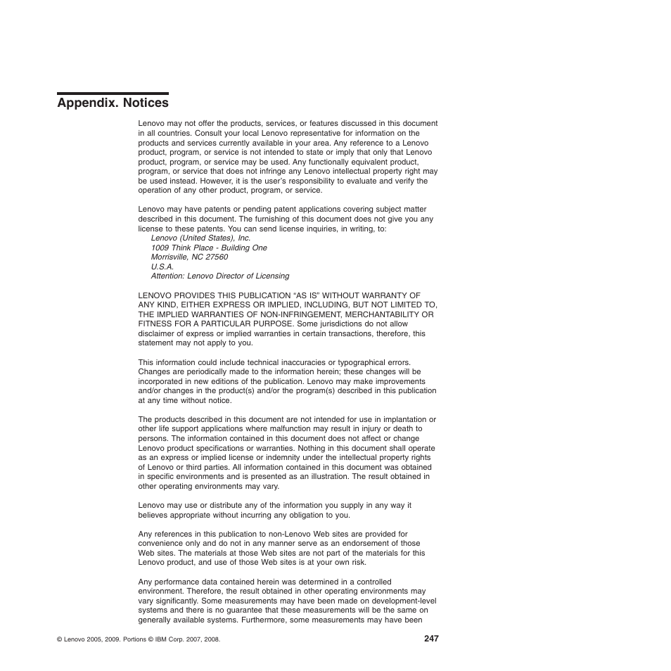 Appendix. notices | Lenovo THINKSERVER 3797 User Manual | Page 255 / 266